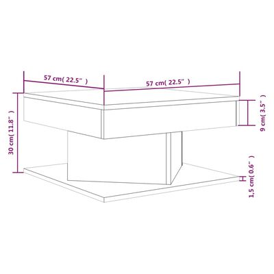 vidaXL Mesa centro 57x57x30 cm derivados de madeira carvalho castanho
