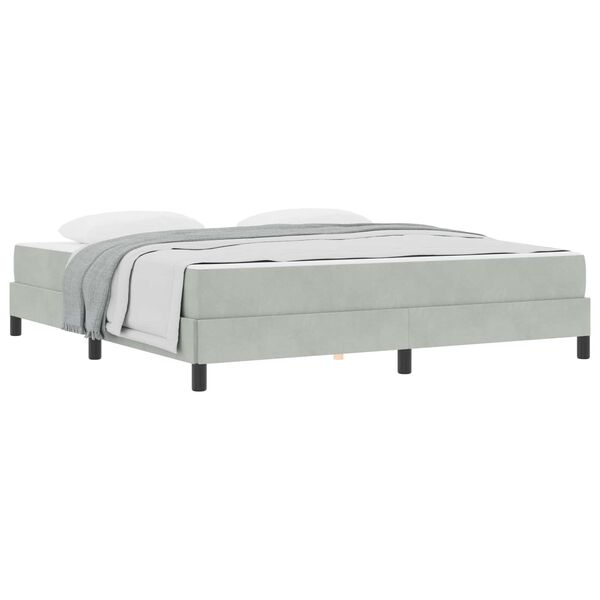 vidaXL Cama Box com colch&atilde;o Cinzento-claro 180 x 210 cm tecido