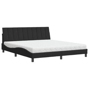 vidaXL Cama com colch&atilde;o Hanko 180x200 cm veludo preto