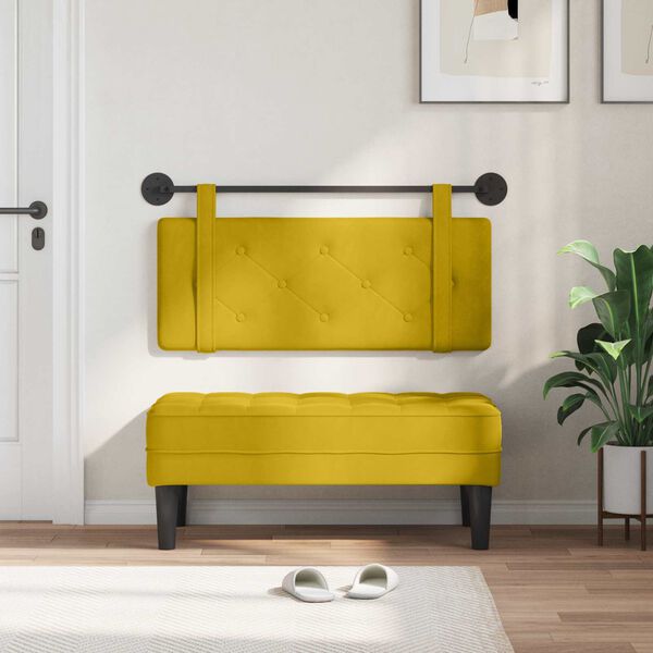 vidaXL Cabeceira Suspensa Amarelo 110 x 55 x 5 cm Veludo