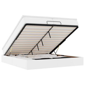 vidaXL Estrutura de cama otomana com colch&atilde;o branco couro falso