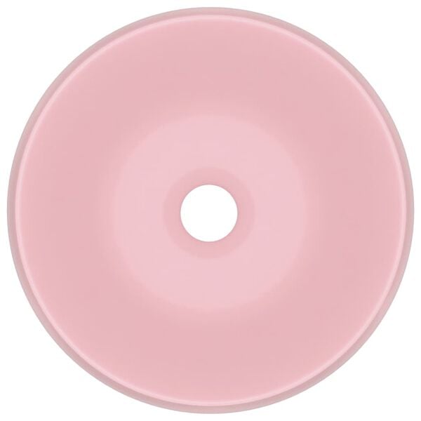 vidaXL Lavat&oacute;rio luxuoso redondo 40x15 cm cer&acirc;mica rosa mate