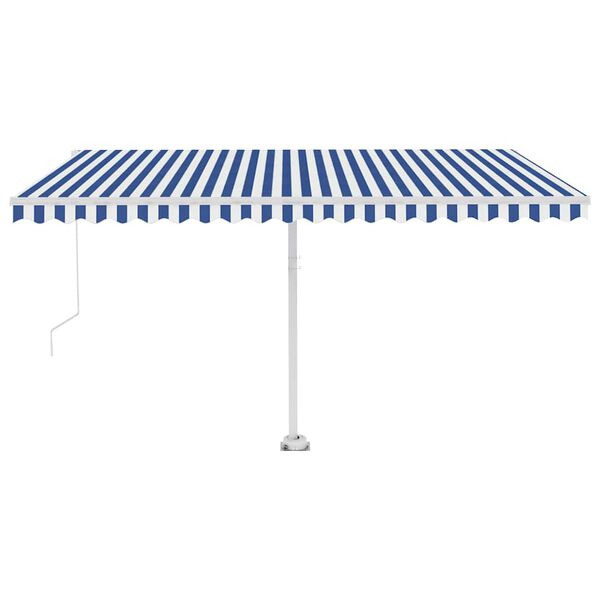 vidaXL Toldo retr&aacute;til manual independente 400x350 cm azul e branco