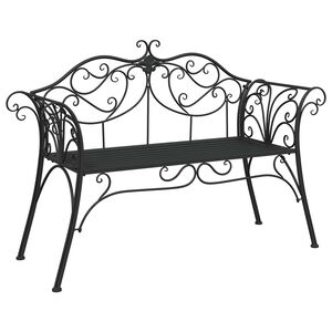 vidaXL Banco de jardim 2-N&uacute;mero de lugares 130 x 47 x 90 cm A&ccedil;o Preto