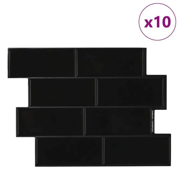 vidaXL Azulejo Subterrâneo 10 pcs Preto 29.4 x 21.4 cm
