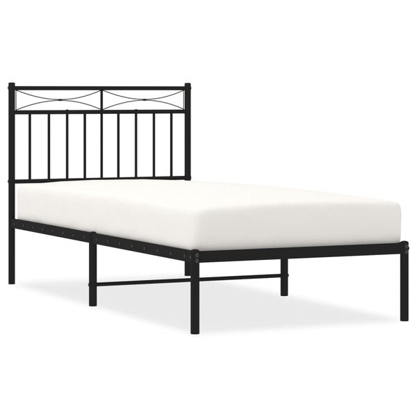 vidaXL Estrutura de cama com cabeceira 90x200 cm metal preto