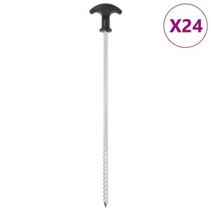 vidaXL Estacas para tenda 24 pcs 30 cm &Oslash;7 mm a&ccedil;o galvanizado