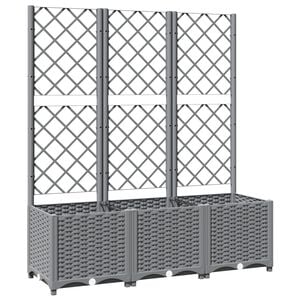vidaXL Vaso/floreira jardim c/ treli&ccedil;a 120x40x136 cm PP cinza-claro