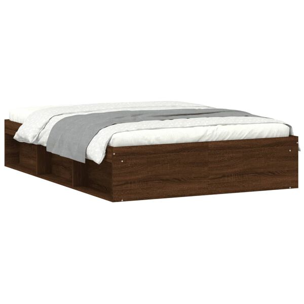 vidaXL Estrutura de cama de casal 135x190 cm carvalho castanho