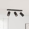 vidaXL Foco de teto com holofotes Preto 38 x 5,5 x 16,5 cm Metal