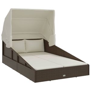 vidaXL Espregui&ccedil;adeira c/ teto dobr&aacute;vel 200x114x128cm vime PE castanho