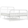 vidaXL Estrutura de cama com cabeceira e p&eacute;s 140x190 cm metal branco