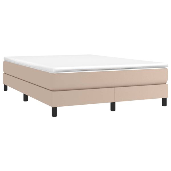 vidaXL Estrutura de cama com molas 140x200 cm couro artificial cappuccino