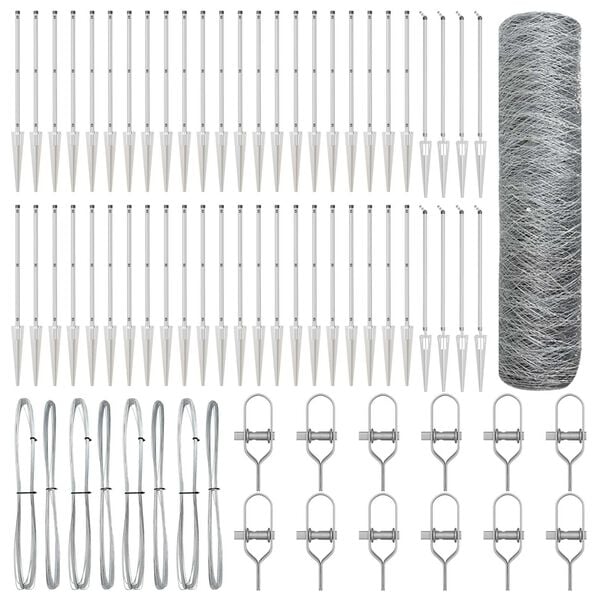 vidaXL Poste de Cerca Prateado 100 x 0,6 m (malha de 36 mm) A&ccedil;o