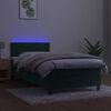 vidaXL Cama box spring c/ colch&atilde;o/LED 90x200 cm veludo verde-escuro