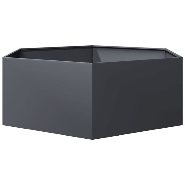 vidaXL Vaso/floreira de jardim hexagonal 138x120x45 cm a&ccedil;o antracite
