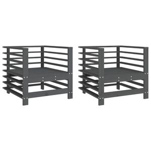 vidaXL Cadeiras de jardim 2 pcs madeira de pinho maci&ccedil;a cinzento