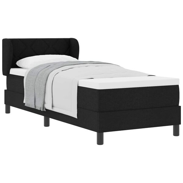 vidaXL Cama Box com colch&atilde;o com cabeceira Preto 80 x 200 cm tecido
