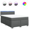 vidaXL Cama com molas/colch&atilde;o 140x190 cm tecido cinzento-escuro