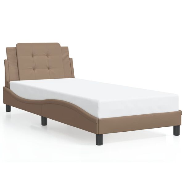vidaXL Estrutura de cama com LED sem colch&atilde;o Zadar 100x200 cm cappuccino