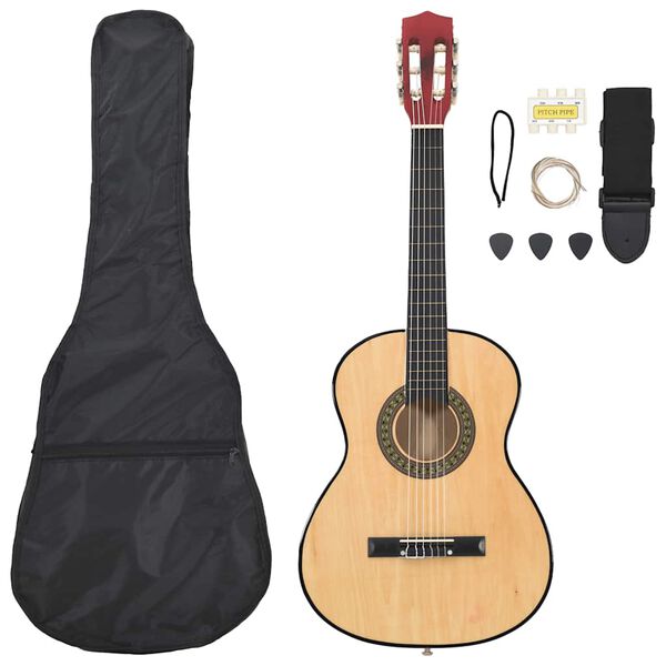 vidaXL 8 pcs conjunto de guitarra clássica para iniciantes 3/4 36"