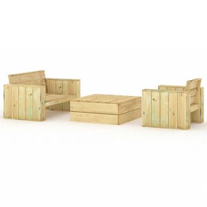 vidaXL 3 pcs conjunto lounge de jardim madeira de pinho impregnada