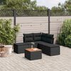 vidaXL 6 pcs conjunto sof&aacute;s de jardim c/ almofad&otilde;es vime PE preto