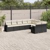 vidaXL 9 pcs conjunto de sof&aacute;s p/ jardim c/ almofad&otilde;es vime PE preto