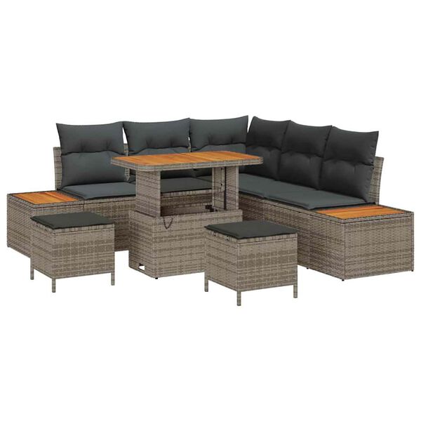 vidaXL Conjunto de Sof&aacute; de Jardim 8 pcs Cinzeto Rattan Sint&eacute;tico
