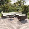 vidaXL 11 pcs conjunto lounge jardim c/ almofad&otilde;es vime PE castanho