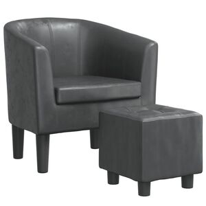 vidaXL Poltrona com apoio de p&eacute;s couro artificial cinzento