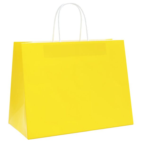 vidaXL Sacos de papel 250 unid com al&ccedil;as amarelo 32x17x25 cm
