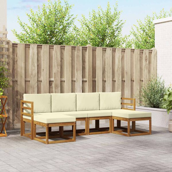 vidaXL Conjunto de Sof&aacute;s para Exterior 6 pcs Natural e Creme