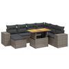 vidaXL 8 pcs conjunto sof&aacute;s de jardim c/ almofad&otilde;es vime PE cinzento