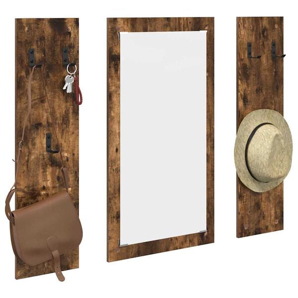 vidaXL Cabideiro de Parede Carvalho Defumado 96 x 1,5 x 90 cm