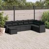vidaXL 8 pcs conjunto sofás de jardim com almofadões vime PE preto