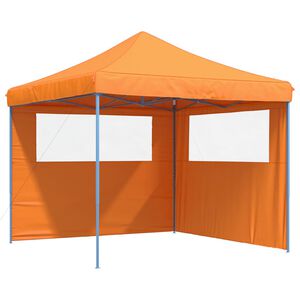 vidaXL Tenda para festas pop-up dobr&aacute;vel c/ 2 paredes laterais laranja