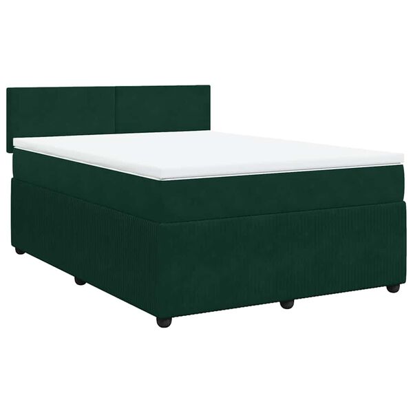 vidaXL Cama com molas/colch&atilde;o 140x190 cm veludo verde-escuro