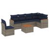 vidaXL Conjunto de sof&aacute; de jardim com 7 pe&ccedil;as e almofadas em rattan sint&eacute;tico cinza