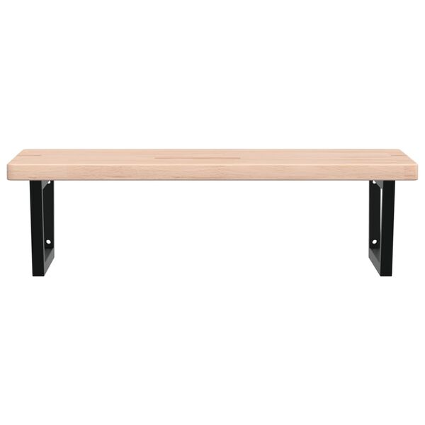 vidaXL Prateleira de parede p/ lavat&oacute;rio a&ccedil;o/madeira carvalho maci&ccedil;a