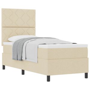 vidaXL Cama Box com colch&atilde;o com cabeceira Creme 80 x 200 cm tecido