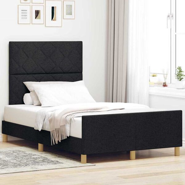 vidaXL Estrutura da Cama com cabeceira Preto 120 x 190 cm tecido