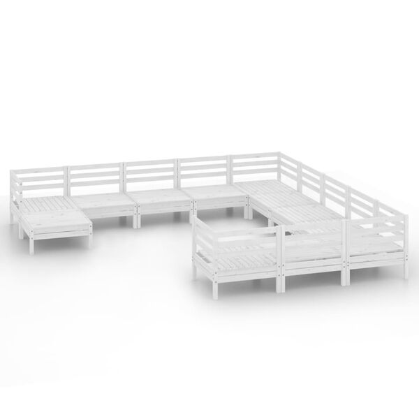 vidaXL 12 pcs conjunto lounge de jardim pinho maci&ccedil;o branco