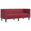 vidaXL 3 pcs conj. de sof&aacute;s chesterfield couro artif. vermelho tinto
