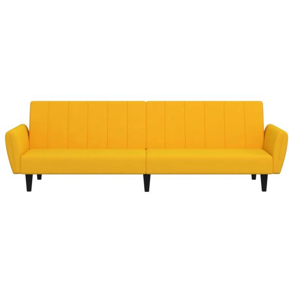vidaXL Sof&aacute;-cama de 2 lugares veludo amarelo