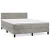 vidaXL Cama com molas/colch&atilde;o 140x190 cm veludo cinzento-claro