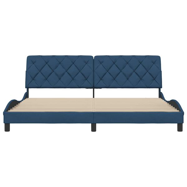 vidaXL Estrutura de cama sem colch&atilde;o 200x200 cm tecido azul