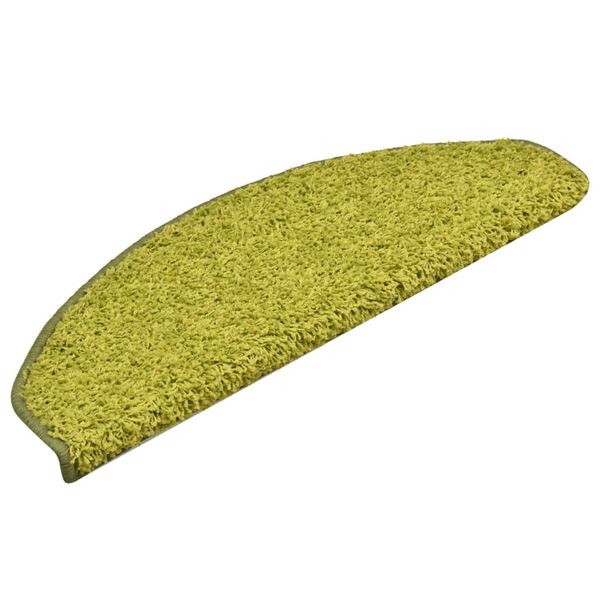 vidaXL Tapetes de escada 15 peças 65x21x4 cm verde semicircular grande