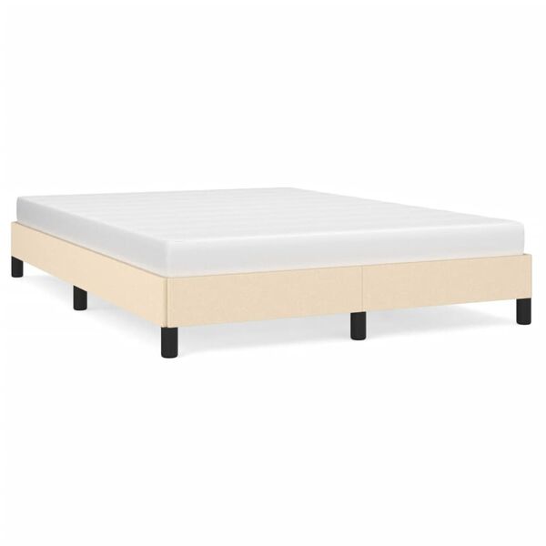 vidaXL Estrutura de cama sem colch&atilde;o 140x200 cm tecido cor creme