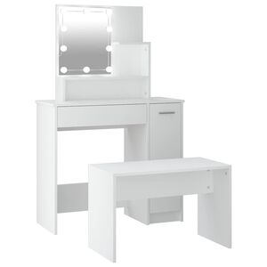 vidaXL Conjunto toucador c/ LEDs madeira processada branco